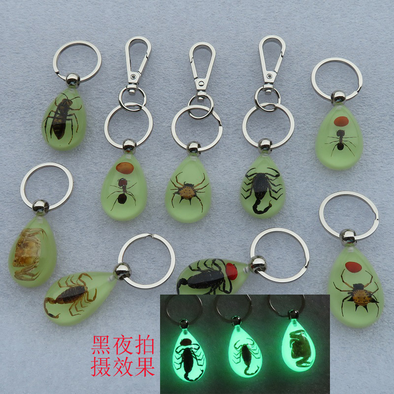 新奇吊饰包挂饰饰品琥珀真昆虫动物树脂夜光DIY五金配件钥匙钩扣