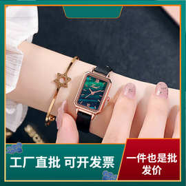 2022抖音手表直播女表复古网红时尚小绿表孔雀石绿盘手表
