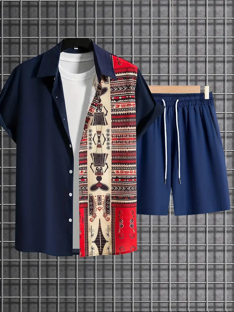 Comercio exterior europeo y americano nuevo estilo 2024 nueva tendencia de la moda tridimensional camisa de manga corta pantalones cortos traje MB1 MA1