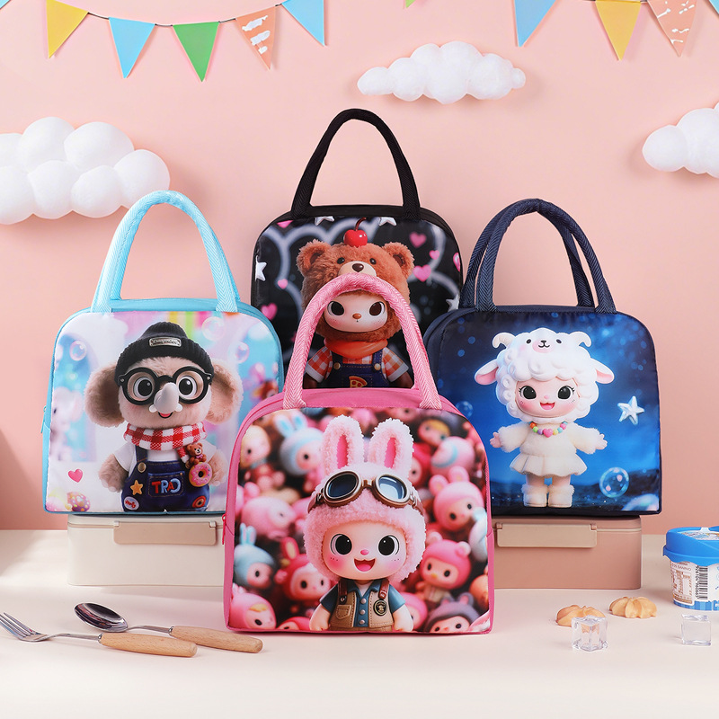Transfronterizos nuevos dibujos animados lindos bolsas de almuerzo portátiles bolsas de aislamiento térmico bolsas de hielo con comida bolsas de almuerzo para niños pequeños bolsas de viaje