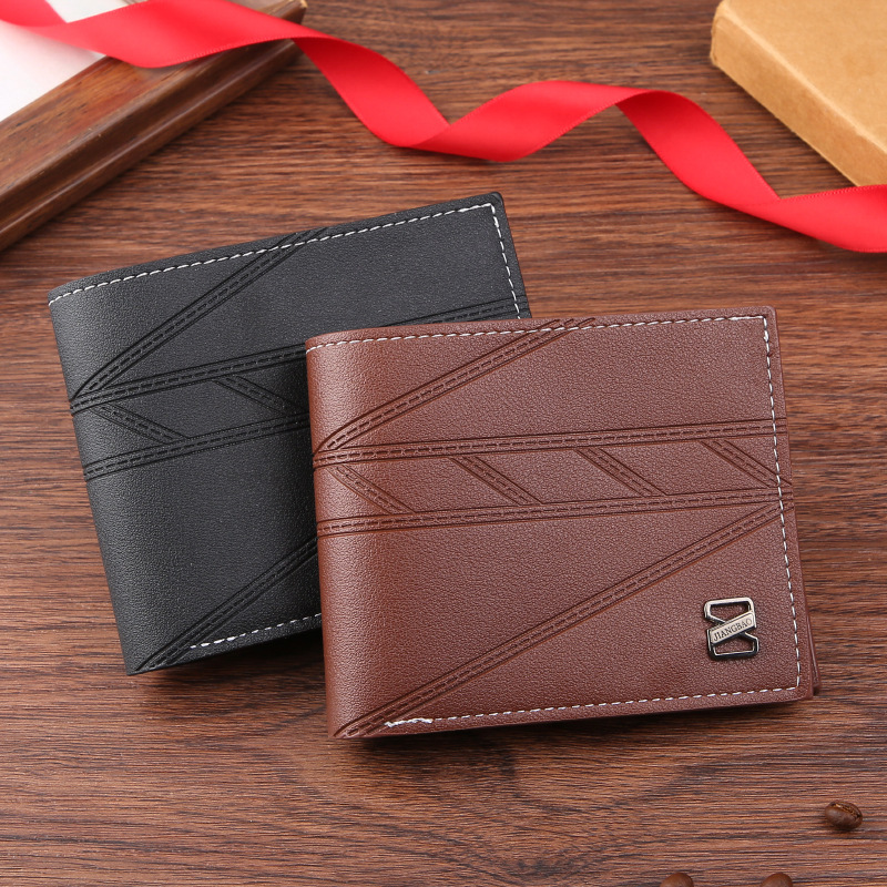 New cross-border Men's wallet men's short wallet men's youth simple fashion multi-card plain horizontal wallet