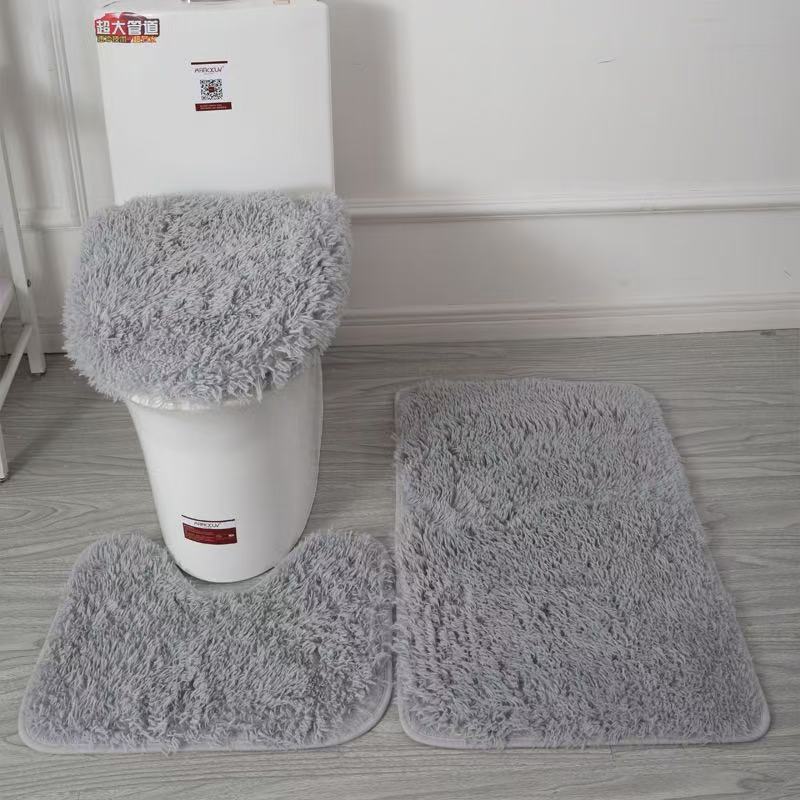 Grenzüberschreitendes Dropshipping: Dreiteiliges Set aus Seidenwolle-Toilettenteppich, rutschfest, für Bad, Küche und Eingangsbereich, wasserabsorbierend_voghion.com