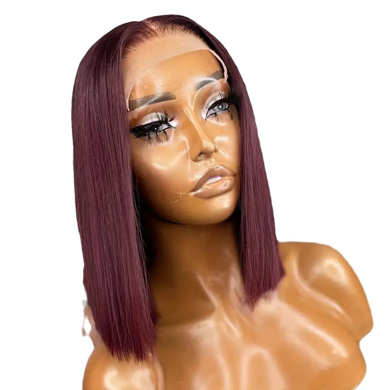 Perruque bob en cheveux synthétiques avec lace front médium_voghion.com