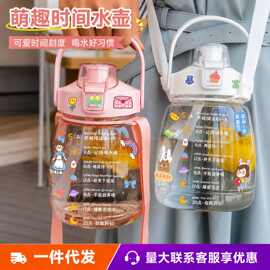 水壶便携大容量带吸管防摔塑料水杯夏天水杯学生网红款大肚杯代发