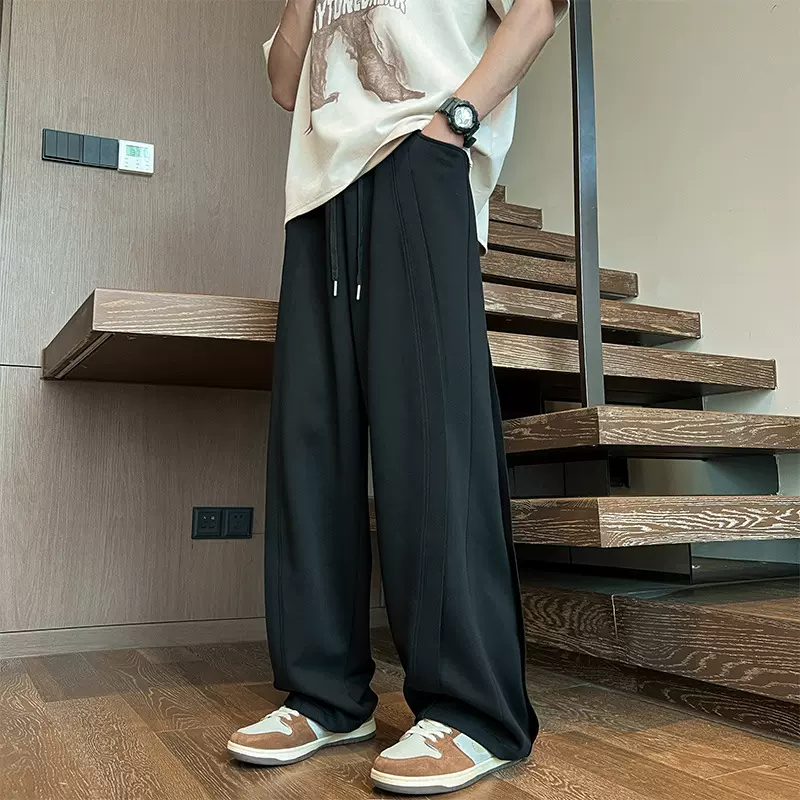 简恒重磅纯棉结构款美式弯刀休闲裤男宽松直筒百搭青少年运动卫裤