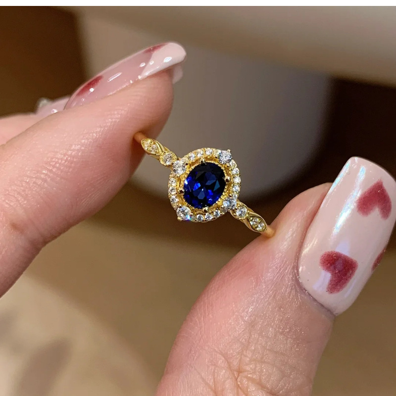 Royalblaue Zirkonia Designer Ringe Für Damen Eleganter Schmuck_voghion.com