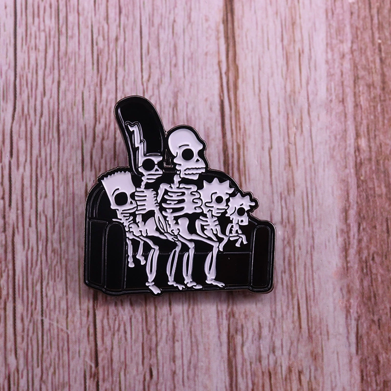 Sofa, brooch, skeleton, badge with accessories, halloween