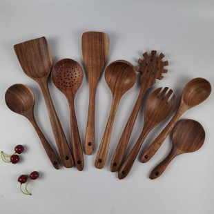 Factory direct supply Thai pomelo wooden spatula solid wood small rice spoon non-stick pan wooden spatula long handle soup spoon Colander household logo