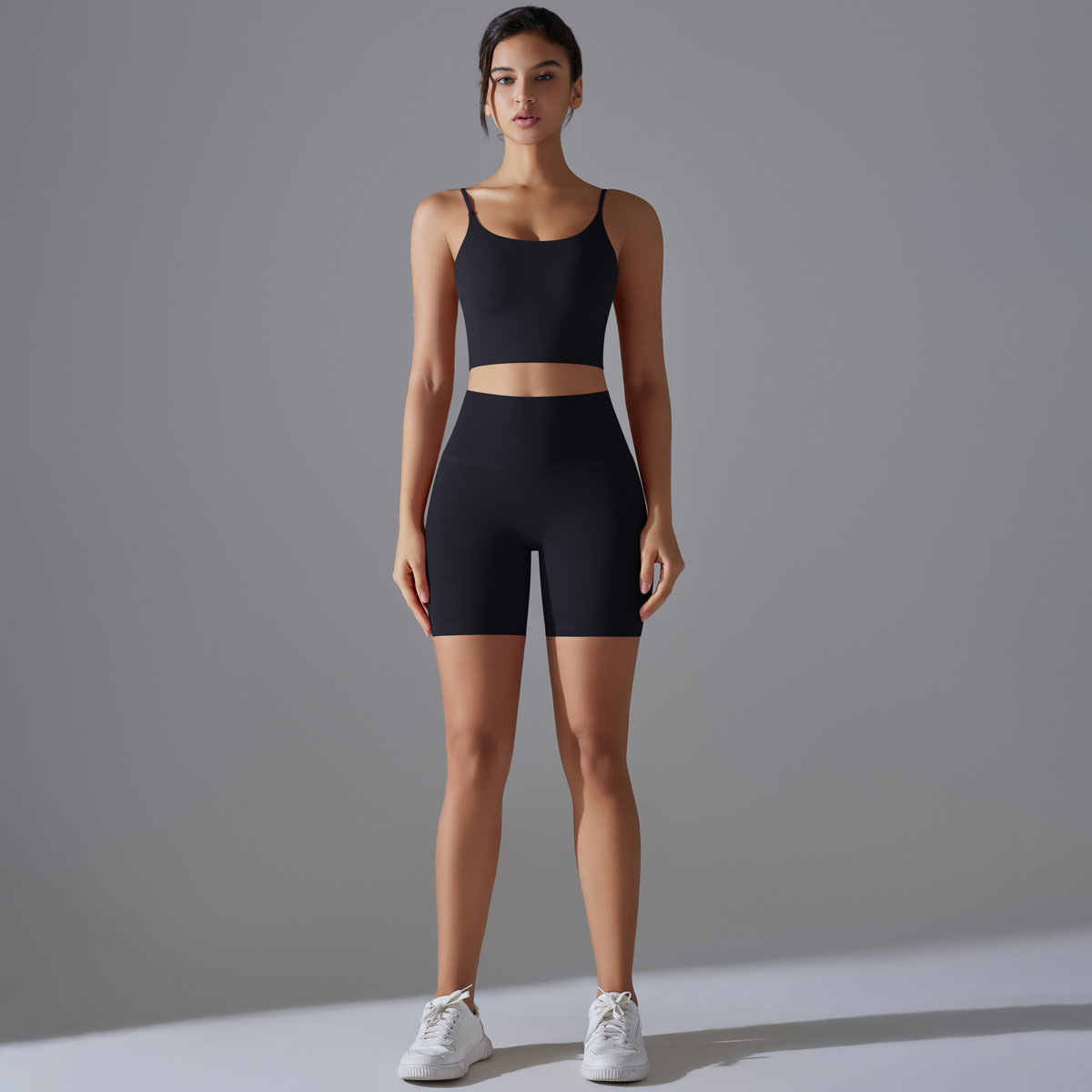 Nuevo tipo sin pantalones interiores cintura alta caderas desnudas ajustadas yoga ropa interior deportiva corredor bra pantalones cortos set mujer