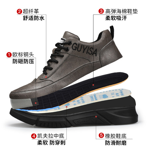 New type of labor protection shoes for men, anti-smash and anti-puncture European standard steel toe safety shoes, comfortable and wear-resistant work protective workwear leather shoes