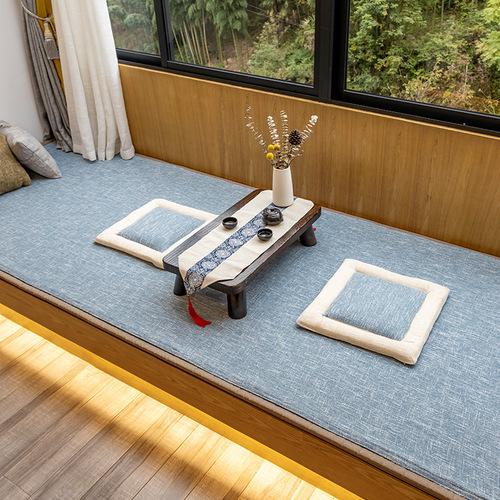 Japanese-style bay window mat bamboo woven window sill mat double-sided floor-to-ceiling window balcony mat tatami latex style removable and washable