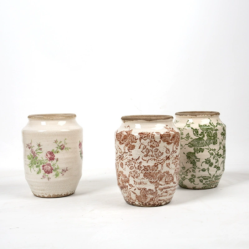 Лед трещина ретро сделанный старый керамический цветочный горшок сине-белый фарфоровый ваза ретро ремесленный горшок крытая терраса растение горшок глиняный горшок