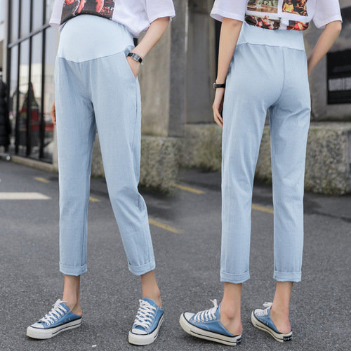 Maternity pants  summer new Korean style loose large size versatile leggings high waist cross waist wide leg pants