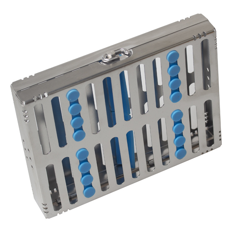 Caja de herramientas de metal Diez cajas de desinfección dentales Caja de almacenamiento de acero inoxidable oral 10 piezas Gestión de herramientas de metal