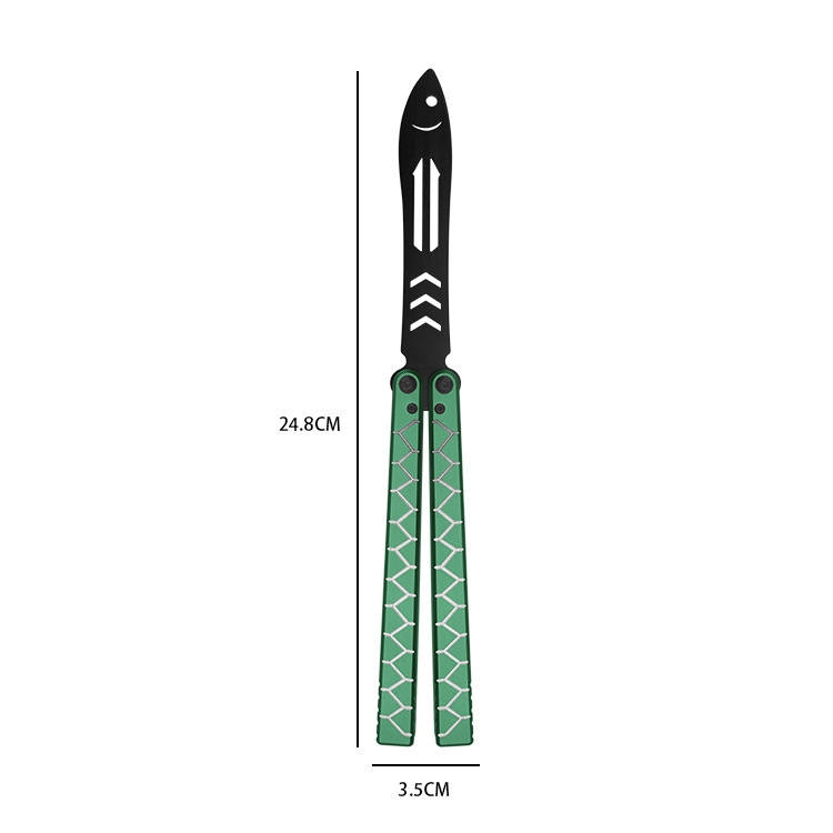 Nuevo divertido pez mariposa cuchillo plegable cuchillo mango de aluminio hoja sin abrir cuchillo de acero inoxidable herramienta de práctica al aire libre fábrica en stock al por mayor