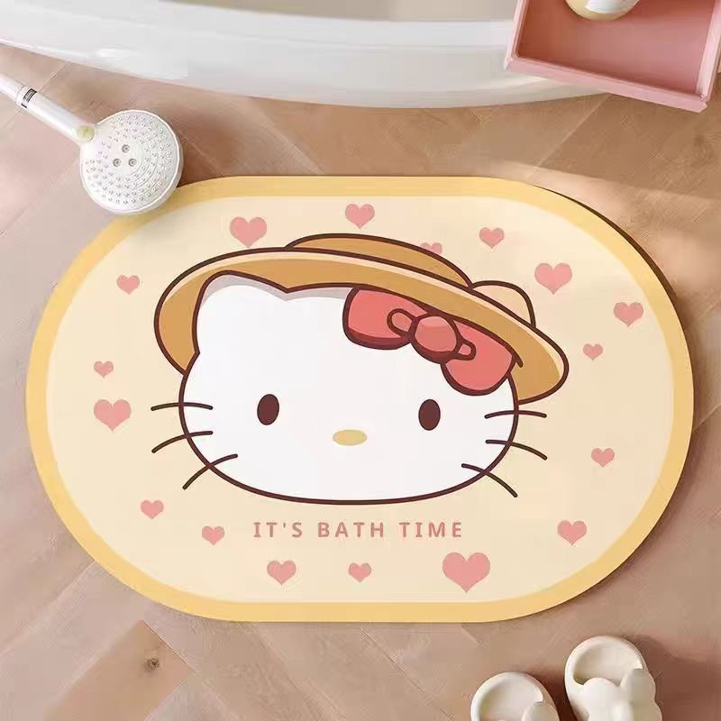卡通可爱Hello Kitty地垫家用浴室硅藻泥吸水卫生间门口防滑脚垫