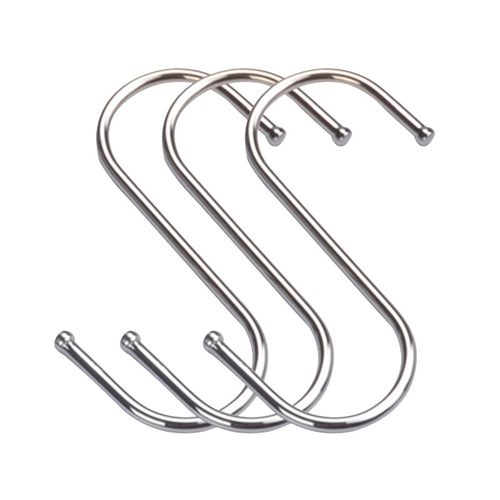 [410 stainless steel s hook] Stainless steel kitchen s-shaped hook wardrobe metal hook nail-free large small s-shaped