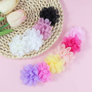 DIY Jewelry Handmade Accessories Headdress 5cm Candy Color Chiffon Flower Semi-Finished Accessories Wholesale Bags and Shoes Decoration
