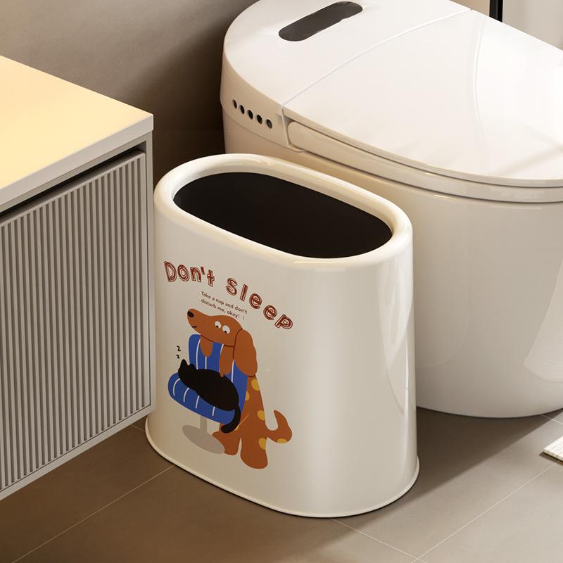 New Household Adsorption Trash Can Cartoon High-Looking Lidless Trash Can Double Bucket Bathroom Special Paper Basket