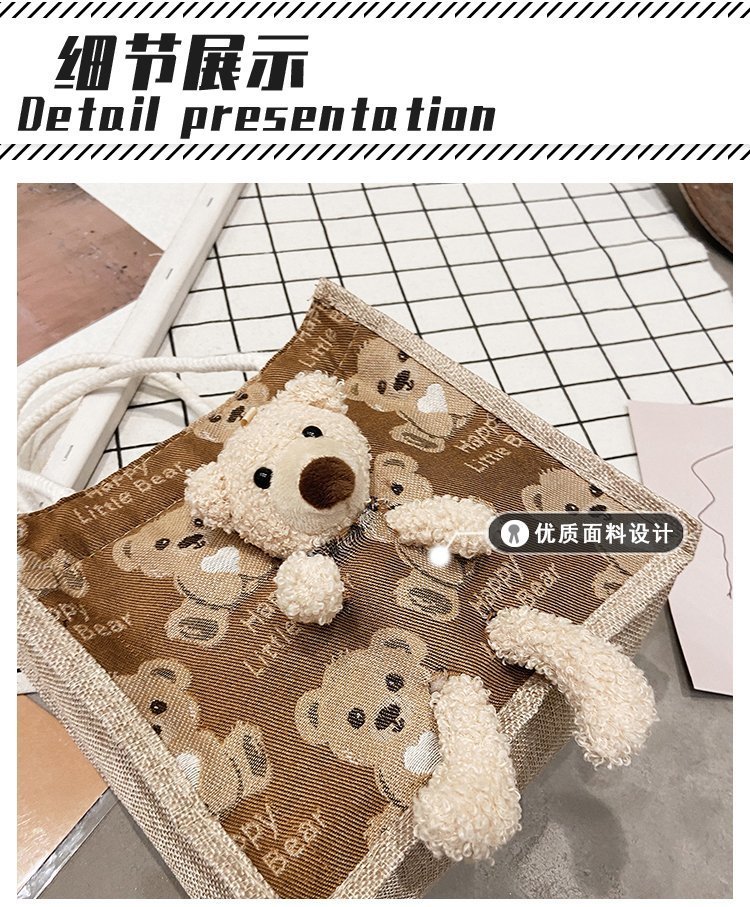 Portable lunch box, canvas bag 2021 new Korean version Instagram college student class bear tote bag undefined