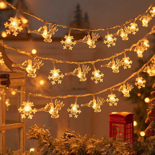 Led Elk Christmas Tree Snowflake Star Light String Holiday Decoration Lights Christmas Atmosphere Small Colorful Lights Flashing Indoor