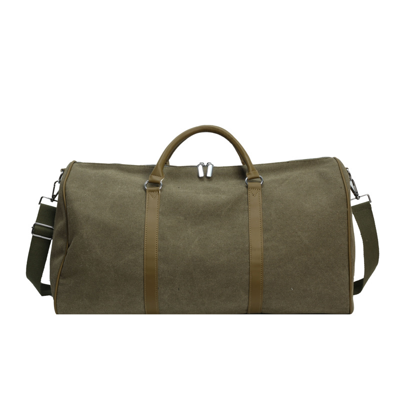 Nueva bolsa de equipaje, bolsa de lona fuerte, bolsa verde militar de gran capacidad para viajes cortos de hombro, bolsa de mano