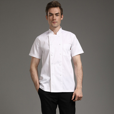 厨房食堂纯白厨师工作服长袖男女短袖春夏季酒店餐饮厨房衣服餐厅