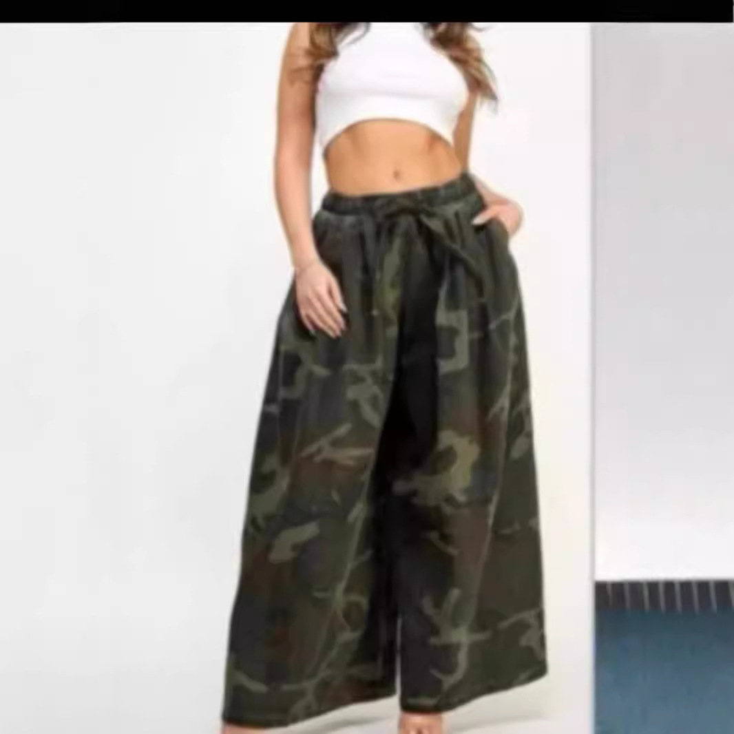 Women's Camouflage Wide Leg Pants Autumn Winter Casual Fashion_ecoleips.com