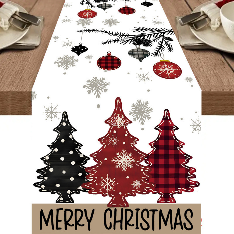新しいクリスマステーブルクロス用品テーブル旗創意クリスマステーブル旗食卓装飾プリント旗|undefined