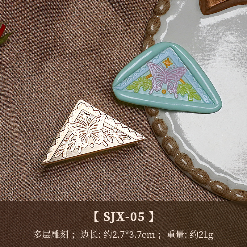 Fábrica directa fuego pintura sello cobre cabeza triángulo fuego pintura cera vintage Rosa tallada sellado cera mano cuenta regalo