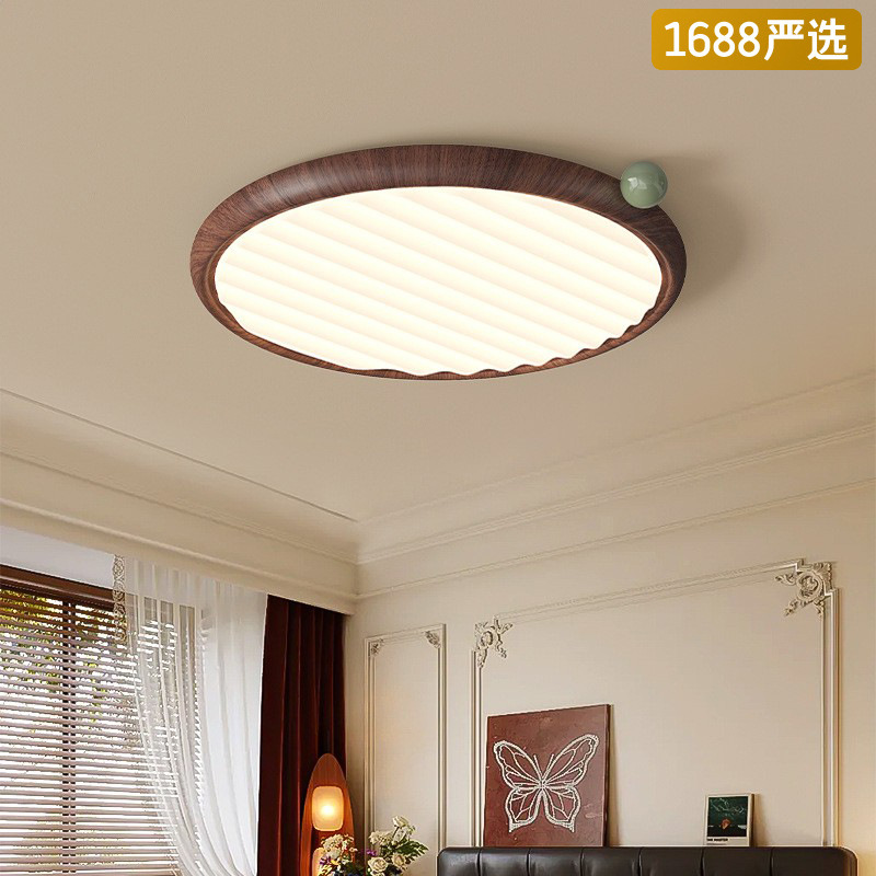 [Estrictamente seleccionado] Chocolate Chips Creativa Lámpara de techo de nogal retro Dormitorio medieval francés Protección ocular de alta calidad