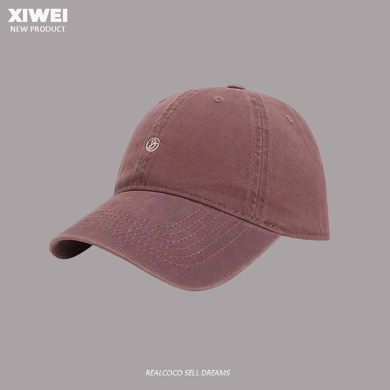 Retro al aire libre cuatro estaciones pueden usar pequeñas letras B sombrero de béisbol bordado mujer versátil cara pequeña sombrero de sombra solar