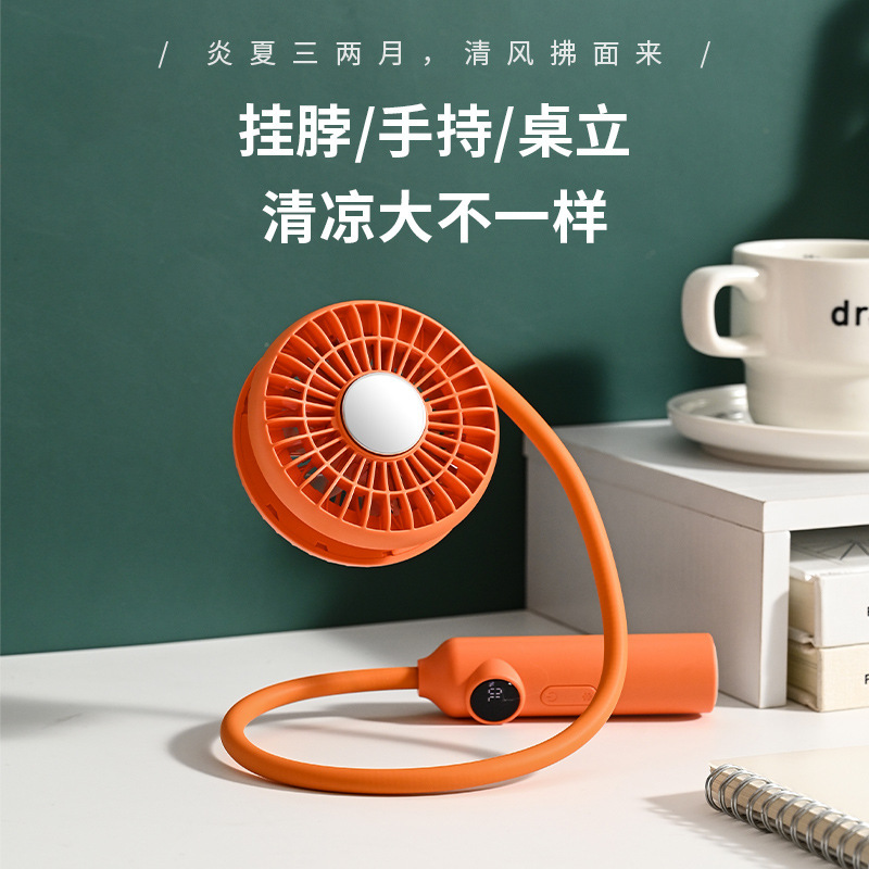 Large-capacity multifunctional neck-hanging fan with digital display and cooling function, suitable for outdoor and office use, USB rechargeable fan Large-capacity multifunctional neck-hanging fan with digital display and cooling function, suitable for outdoor and office use, USB rechargeable fan