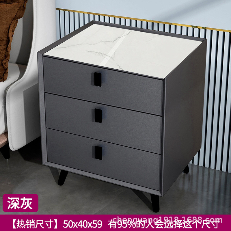 Mesita de noche madera maciza Placa de roca simple moderno Internet celebridad dormitorio mesita de noche protección del medio ambiente todo partido gabinete de almacenamiento mesita de noche