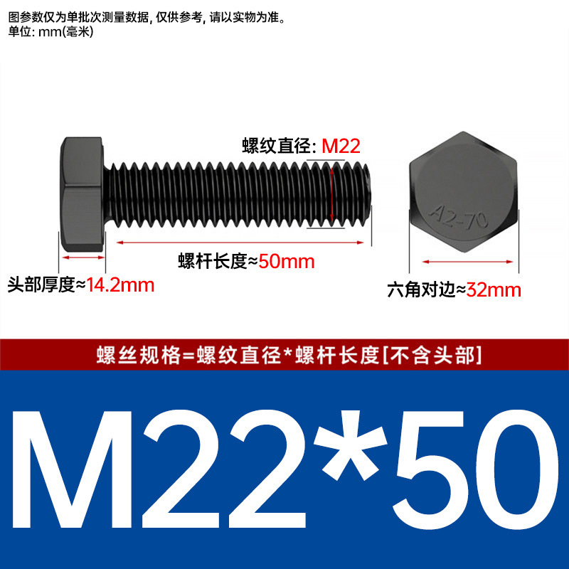 Болт шестигранный Johnson M22x50