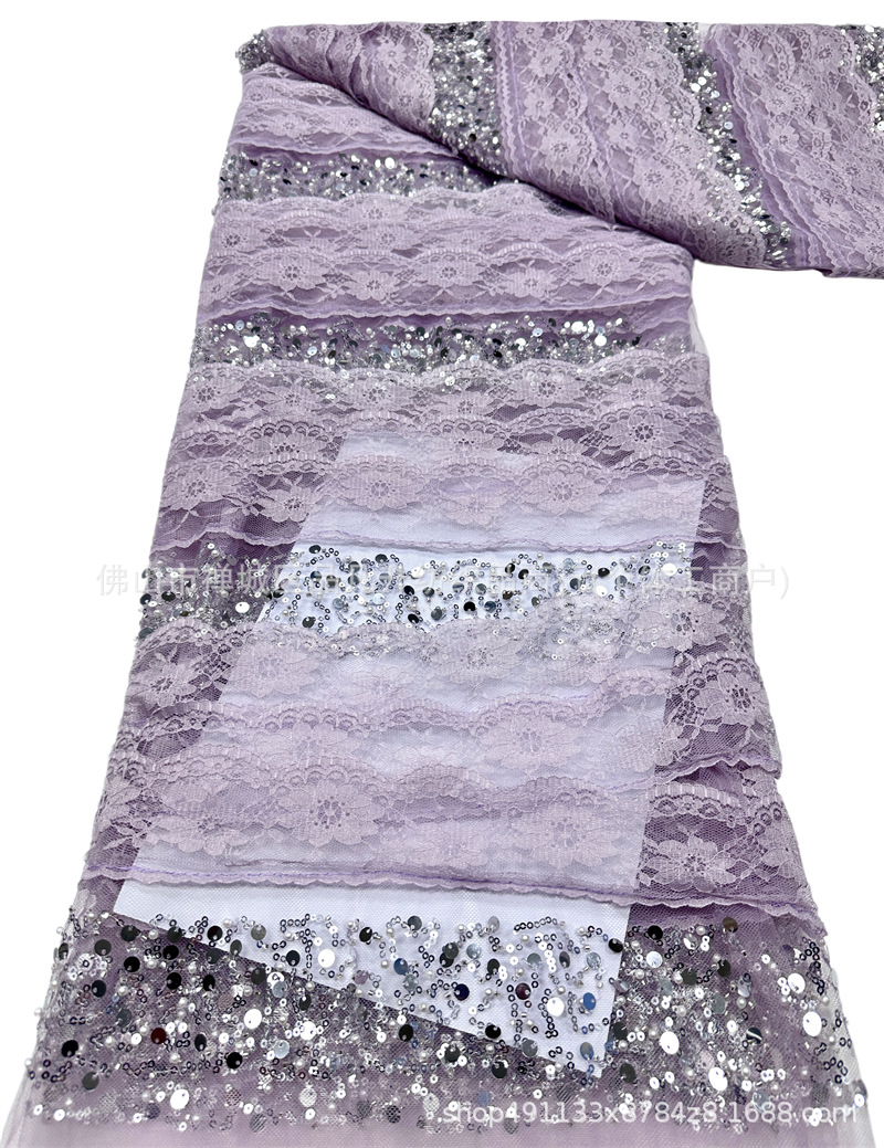 24 filas de encaje hecho a mano 8 filas de cuentas de tela bordada de cristal de alta calidad sequilla tela de moda vestido