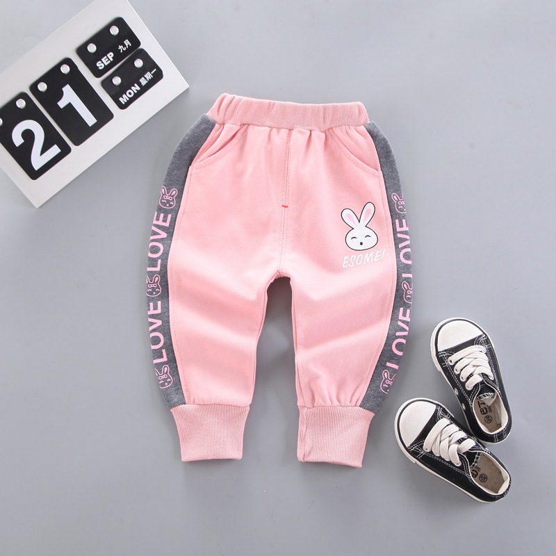 핑크 컬러 블록 토끼 바지 싱글 피스