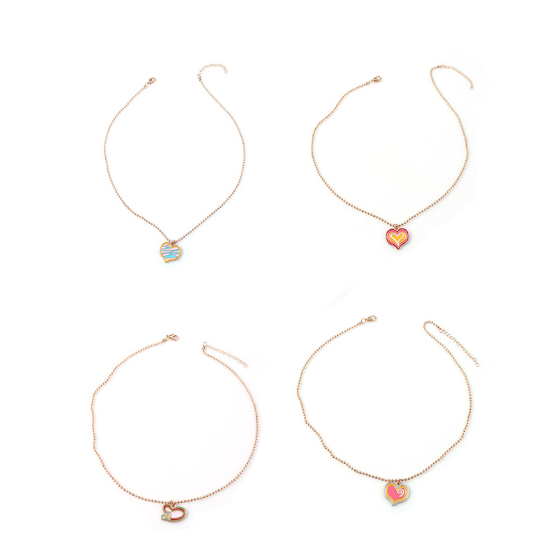Plating Design Vacation Classic Style Heart Shape Zinc Alloy Ball Chain Pendant Necklaces Wholesale