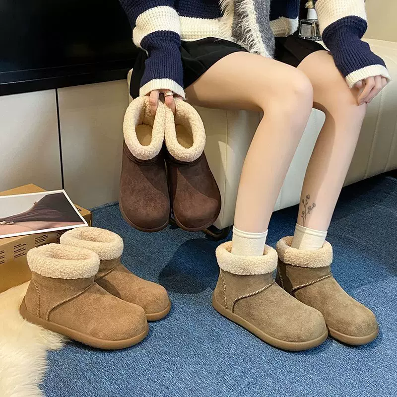Winter fleece low boots platform, keep warm footwear