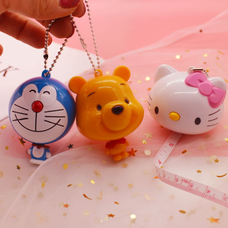 Wholesale Cute Cat Cartoon Retractable Tape Measure Bag Pendant Soft Ruler Keychain for Girls