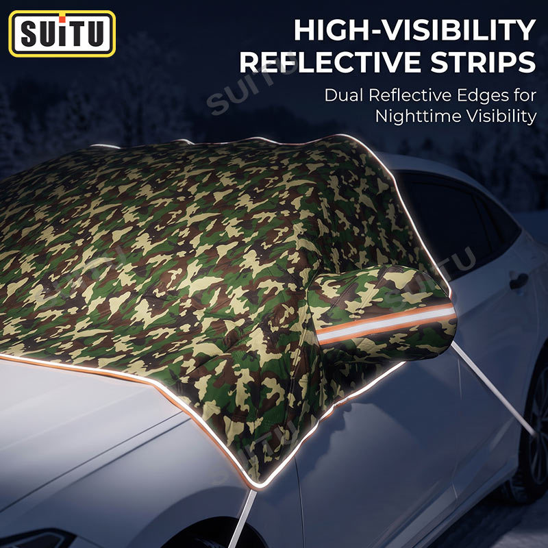 Car snow cover for front windshield, anti-freeze cover, anti-frost cover, multifunctional half-cover car cover, snow protection, thickened for winter