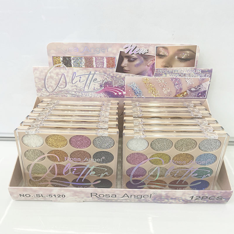 Transfronterizo nuevo Rosa Angel12 color multicolor pequeñas lentejuelas brillo polvo sombra de ojos etapa maquillaje fino flash maquillaje al por mayor