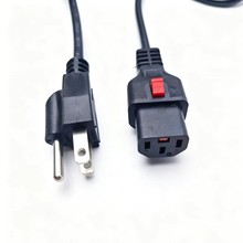 美標三腳插頭電源線帶鎖防護品字尾帶鎖插頭 C13電腦管帶鎖公母插