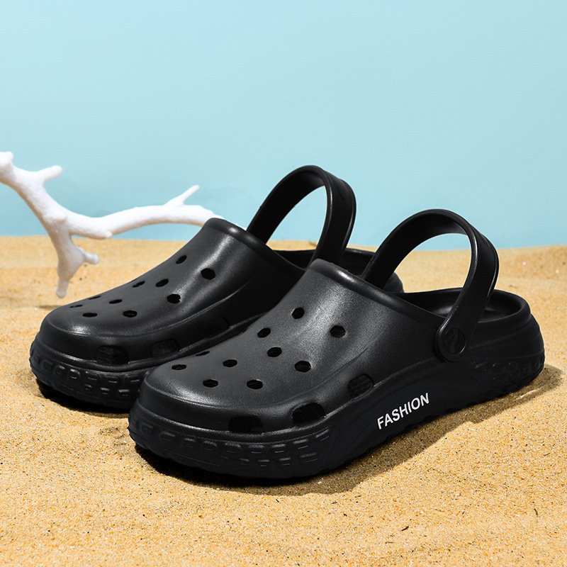 Color sólido Baotou Hole zapatos para hombres verano nuevo tipo de zapatillas de playa soleas gruesas antideslizantes sandalias para hombres
