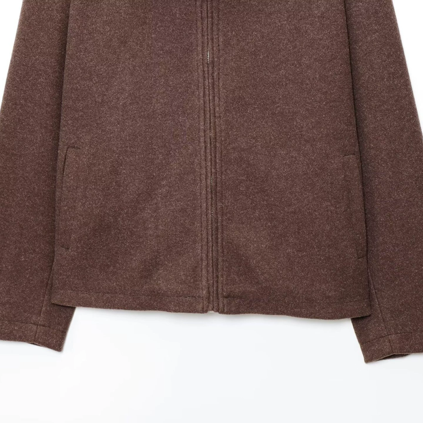 Летняя модная кофейная куртка с молнией, Woolen coat, европейский стиль