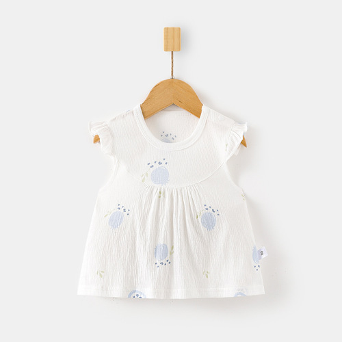 Baby girl skirt Infant children pullover sleeveless top Princess floral dress printed Western-style girl cute summer