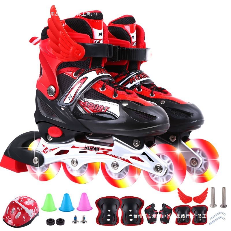 Flashing children's set, roller skates for boys, full set
