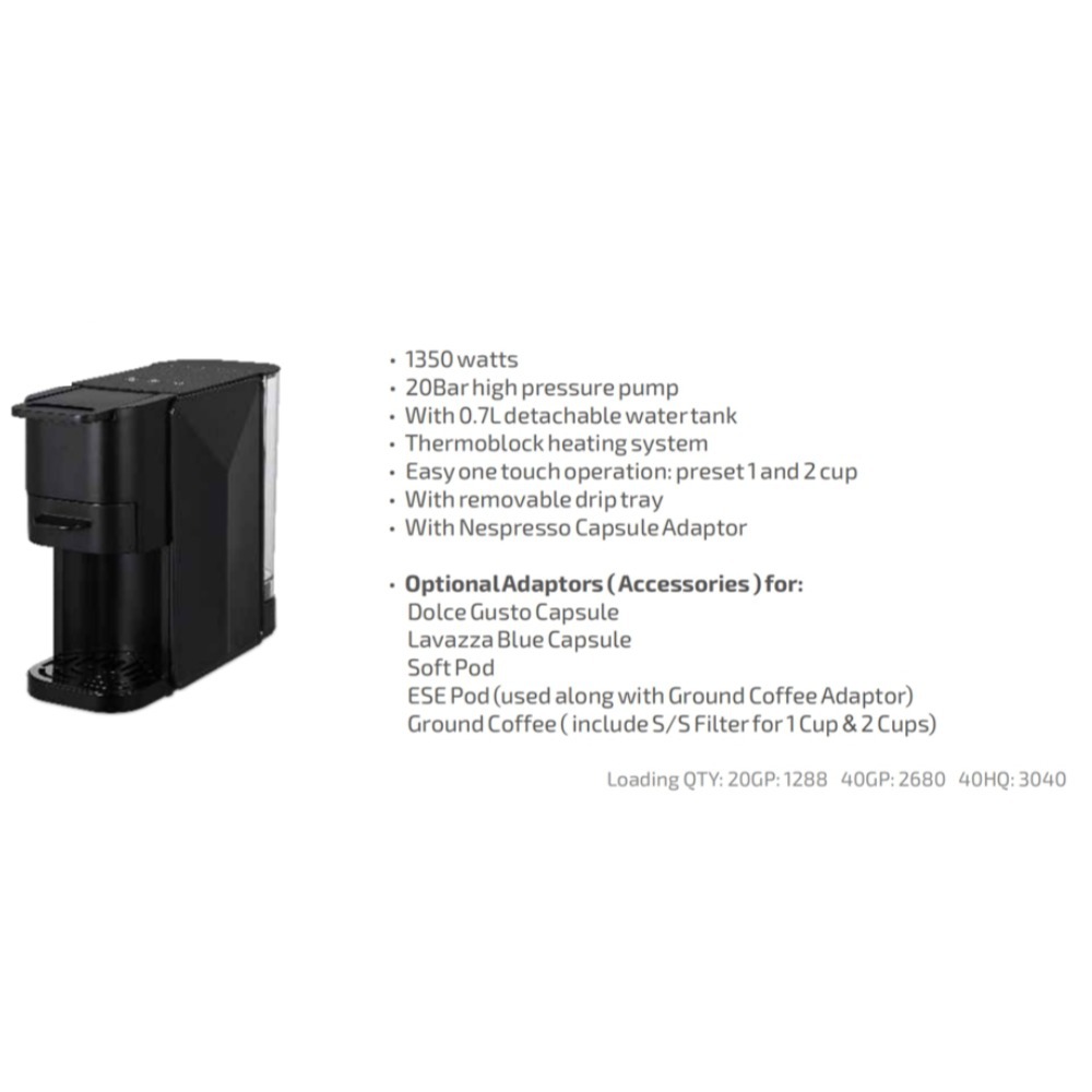 Comercio exterior máquina de café de cápsulas italiana oficina portátil comercial pequeña cafetera americana doméstica 20 Pa