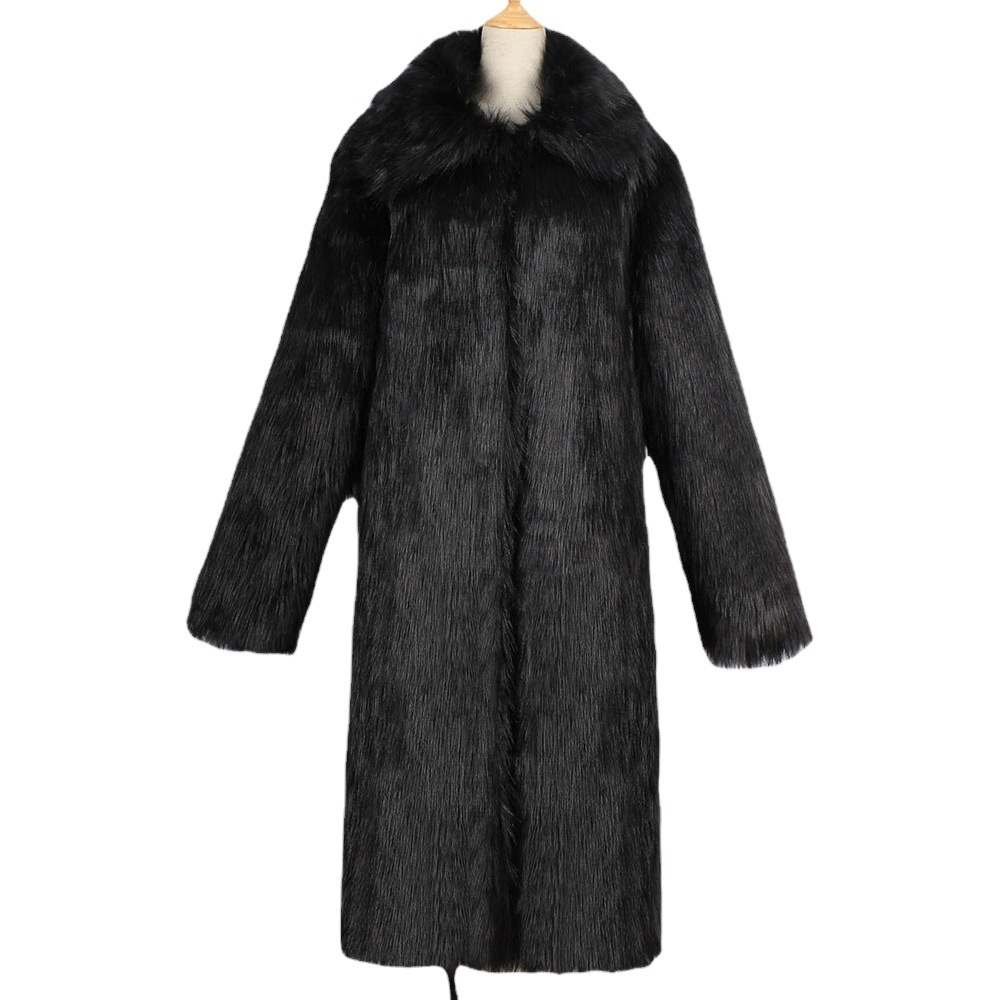 Cheng Juan T0794 Autumn and Winter New Men's Square Collar Faux Fur Long Coat Coat Men's European and American Foreign Trade Spot