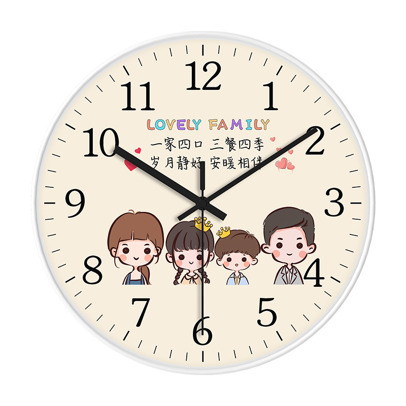 Fábrica personalizada al por mayor de dibujos animados reloj creativo familia simple reloj de pared sala de estar dormitorio pared ponche-entrega gratuita